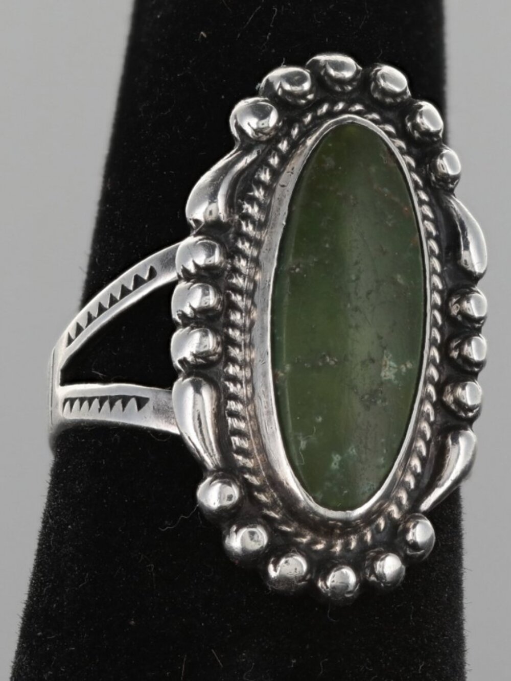 Vintage Fred Harvey Era Ring Cerrillos Turquoise Oval Sterling Silver Sz 7